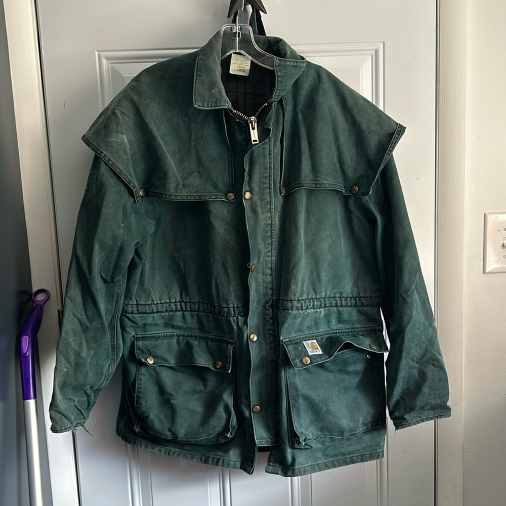 Vintage Union Made in USA Mens Duck Chore Flannel Duster Jacket Large CW043